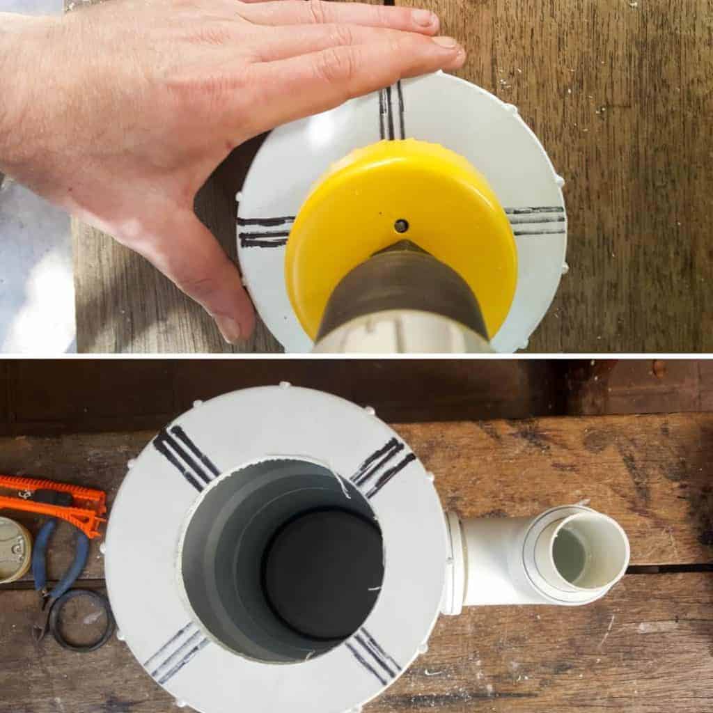 The PVC pipes and fittings needed to seal the hand pump #antiquehandpump #DIYHandpump #waterfeaturepump #acraftymix