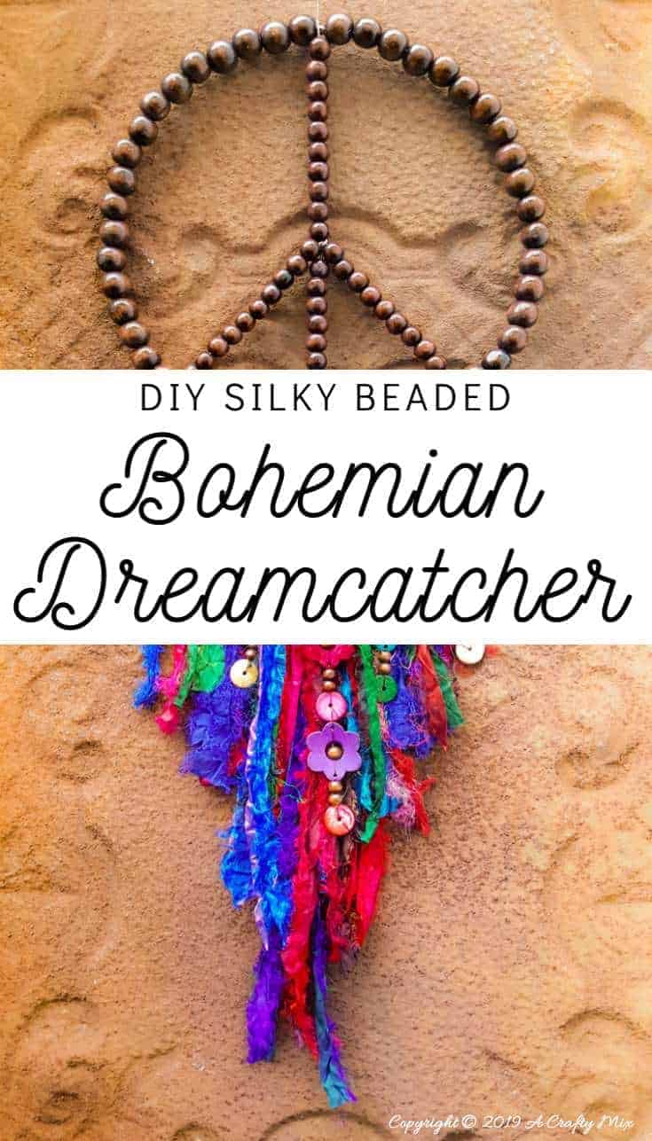 How to make a gorgeous bead and silk bohemian dreamcatcher #bohemiandecor #bohodecor #dreamcatcher #DIYTutorial #ACraftyMix