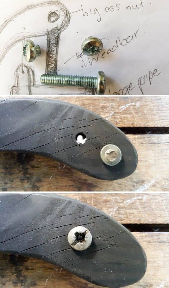 Adding a few nuts and bolts for authenticity #Fauxhandpump #antiquehandpumpDIY