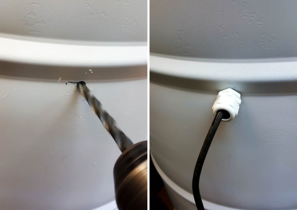 Adding the electric cord for the water feature #drumwaterfeature #PVChandpump #DIYTutorial #ACraftyMix