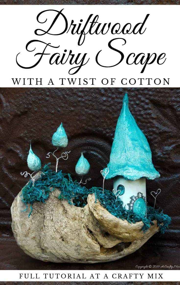 A little fairy home made from a cardboard tube and cotton wool. Add a few whoville inspired Truffula trees to make an unusual fairy scape. Get the full tutorial at  #ACraftyMix #FairyGarden #FairyScape #FairyTutorial #CraftTutorial  #thelorax #FairyCraft