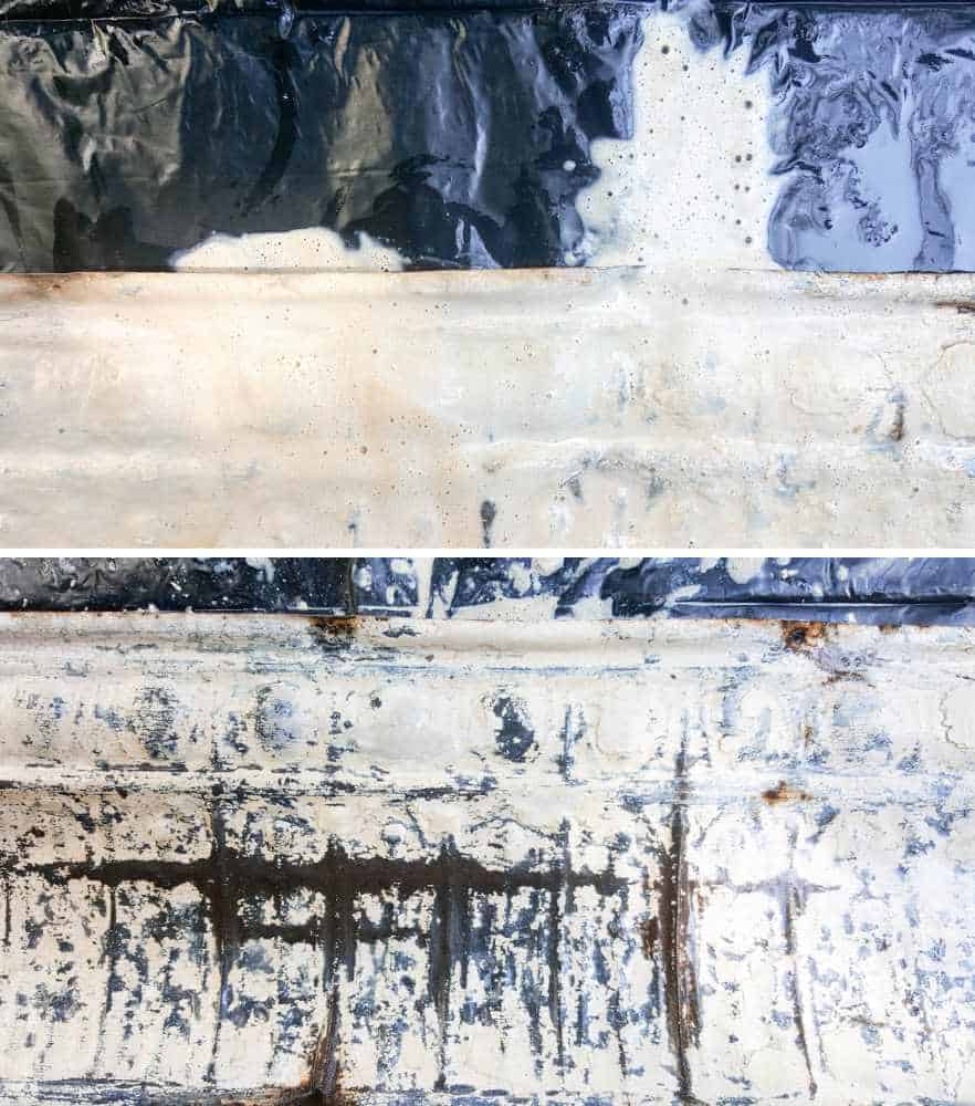 The oven cleaner doing it's work and eating away at the paint #cleaningtintiles #ovencleaner #paintstripper
