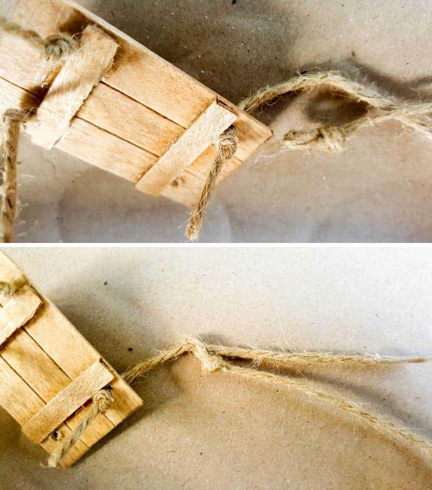 How to hang the fairy swing #treestumpplanter #DIYplanter #fairyswing #DIYTutorial #FairyGardens #SucculentPlanter #HowTo #ACraftyMix