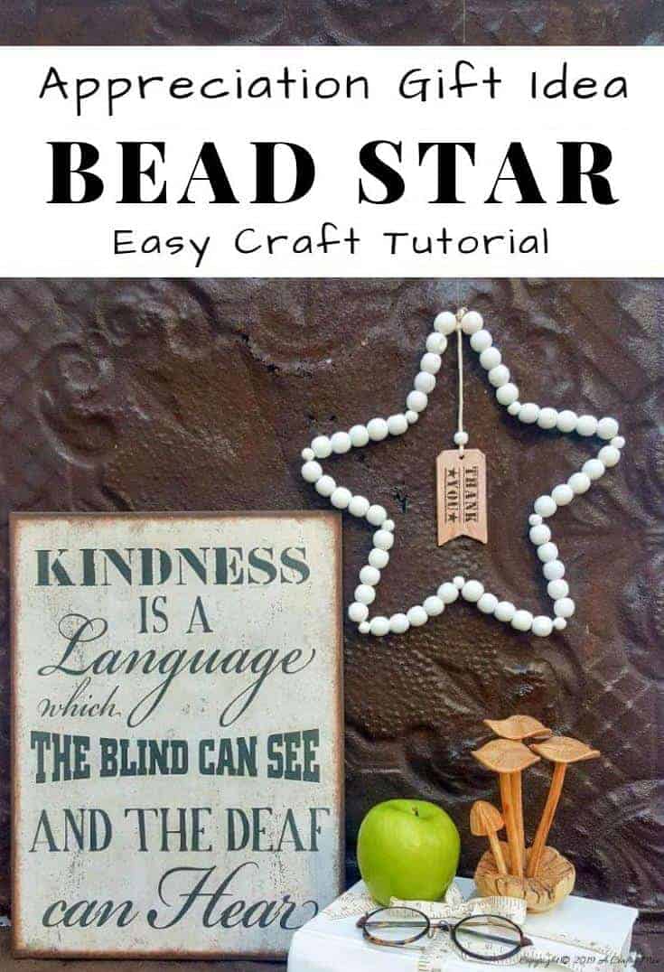 Make this easy bead star as an appreciation gift for your co-worker or that someone special who went the extra mile. A great way to say thank you. #appreciationgift #thankyou #giftidea #easycraft #farmhousecraft #beadstar #acraftymix