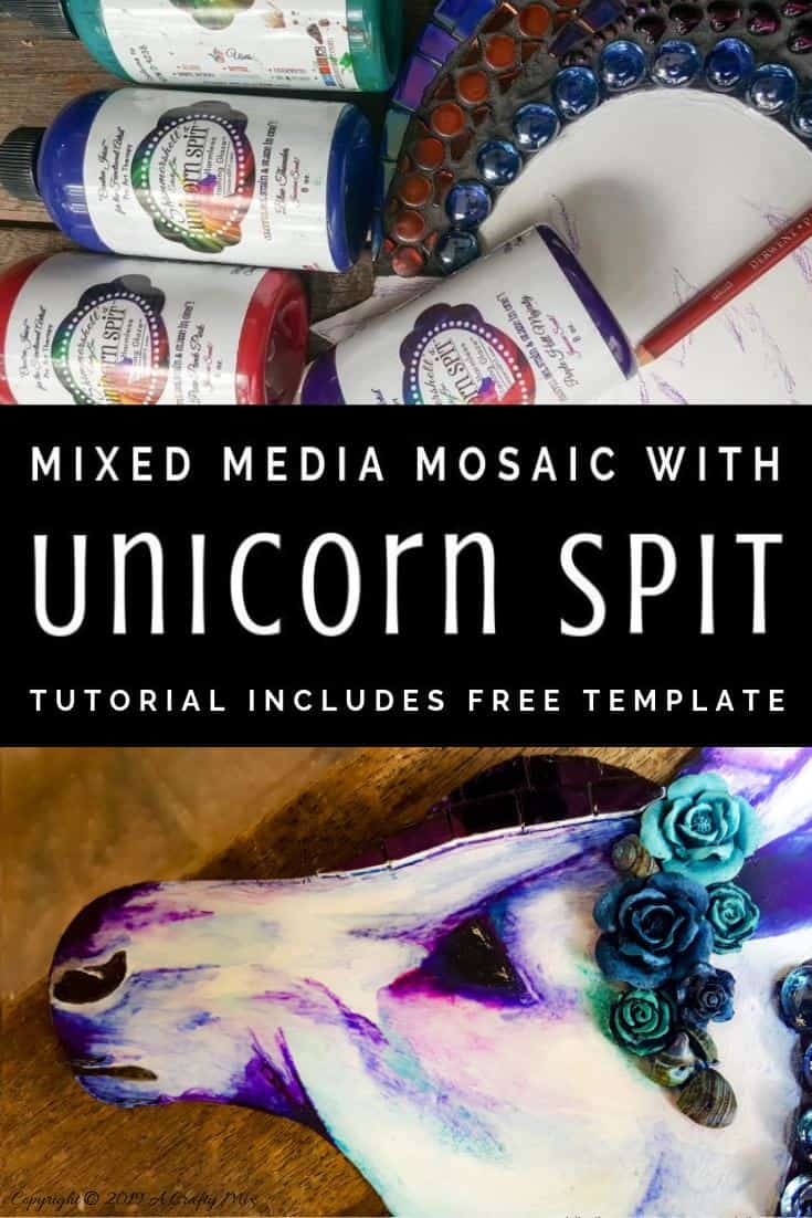 A great tutorial that shows you how to create a mixed media mosaic artwork. Lots of tips and tricks and includes a free template. #mosaicprojects #tipsandtricks #howtomake #mixedmediamosaic #acraftymix #unicornspit #mosaicart #mosaicideas #unicornart