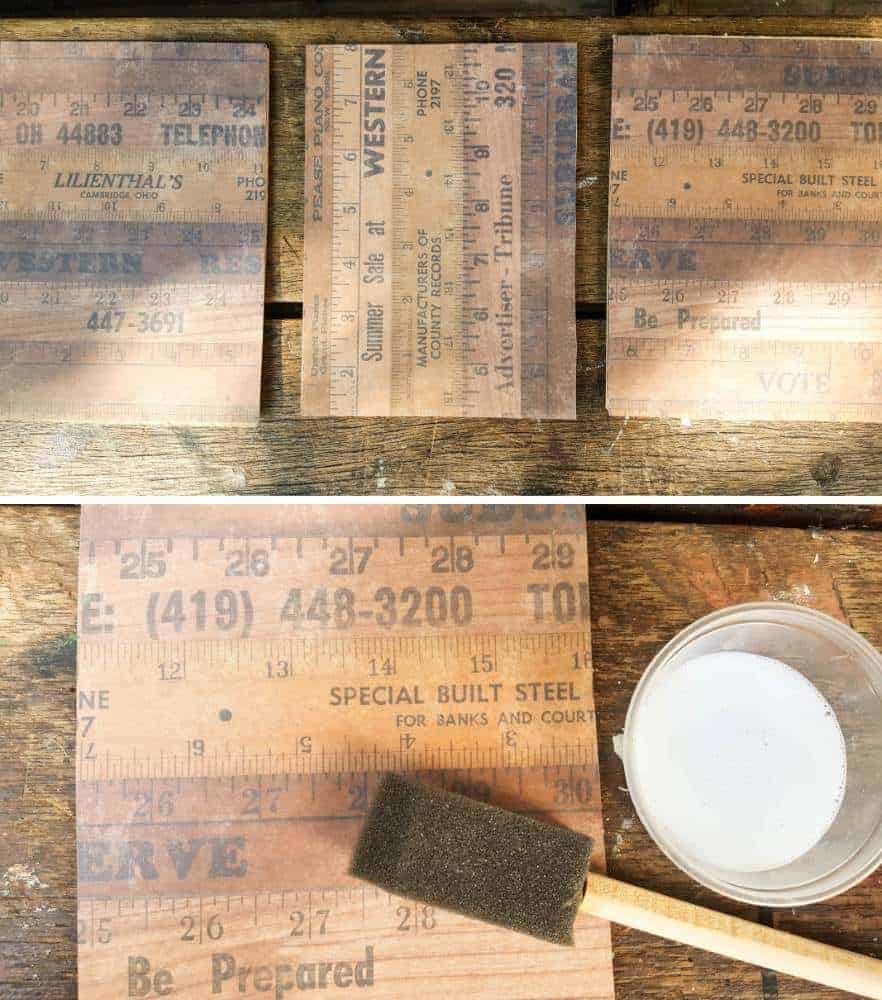 Mod POdge the paper onto the backing to seal and protect #aCraftyMix #letterdishes #horseshoe #repurpose #walldecor #LuvWalldecor #horseshoerepurpose