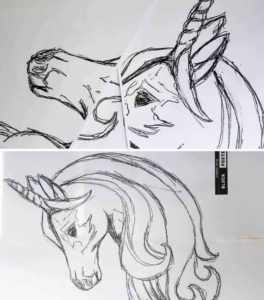 Use block poster to print a large image of the unicorn template #mosaicprojects #tipsandtricks #howtomake #mixedmediamosaic #acraftymix #unicornspit #mosaicart #mosaicideas #unicornart