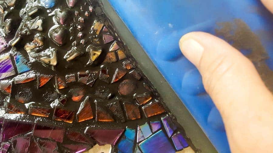How to grout a mixed media mosaic #mosaicprojects #tipsandtricks #howtomake #mixedmediamosaic #acraftymix #unicornspit #mosaicart #mosaicideas #unicornart