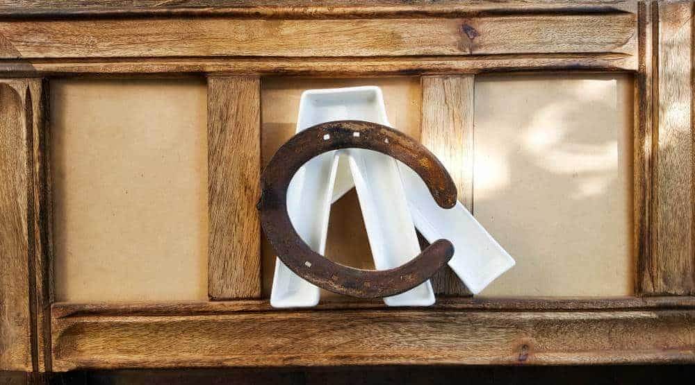What you need to make the wall decor using a horseshoe #aCraftyMix #letterdishes #horseshoe #repurpose #walldecor #LuvWalldecor #horseshoerepurpose