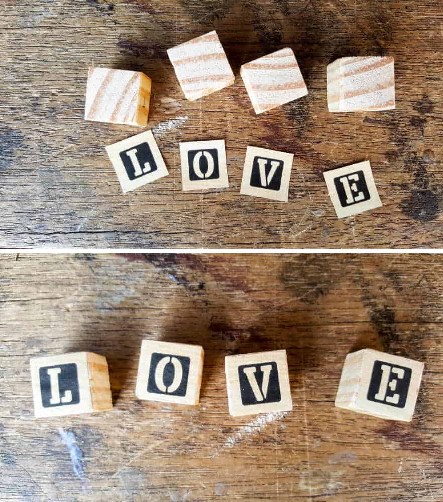 Print out the letters L, O, V and E and glue them on. #photodisplay #diy #diyproject #photodisplay #familyphotos #home #homedecor #acraftymix #instagramphotos #instax
