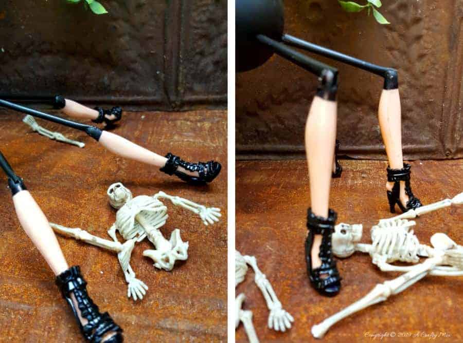 The joints in Spider-Girl's legs still work too #Halloweendecor #dollmakeover #spidergirl #acraftymix #halloweentutorial #halloweenDIY