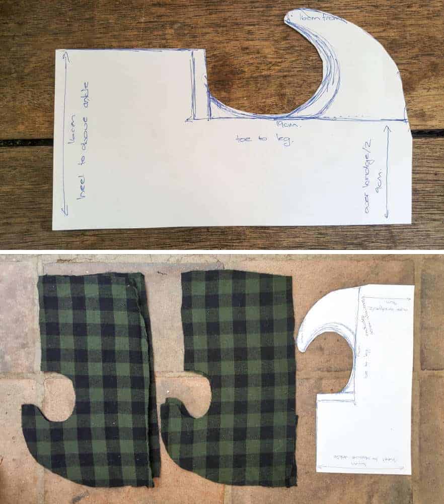Cut the flannel using your pattern #pattern #shareapattern #flannel #diy #craft #acraftymix #handmade #freeslipperpattern #slippers