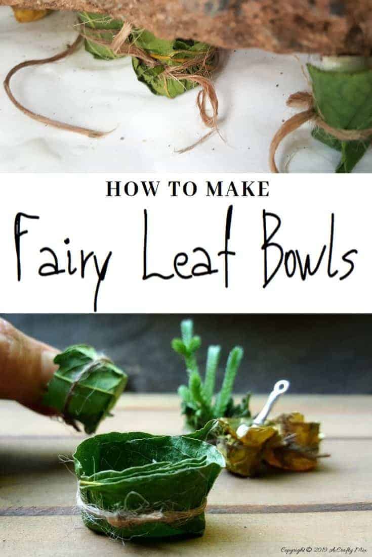 These whimsical fairy leaf bowls are so easy to make. They&rsquo;re perfect for adding a fun d&eacute;cor element to a fairy garden or dolls house. #FairyLeafBowl #FairyBowls #FairyDIYCrafts #ACraftyMix #FairyGardens #FairyCrafts #WhimsicalFairyCrafts #SimpleFairyCrafts
