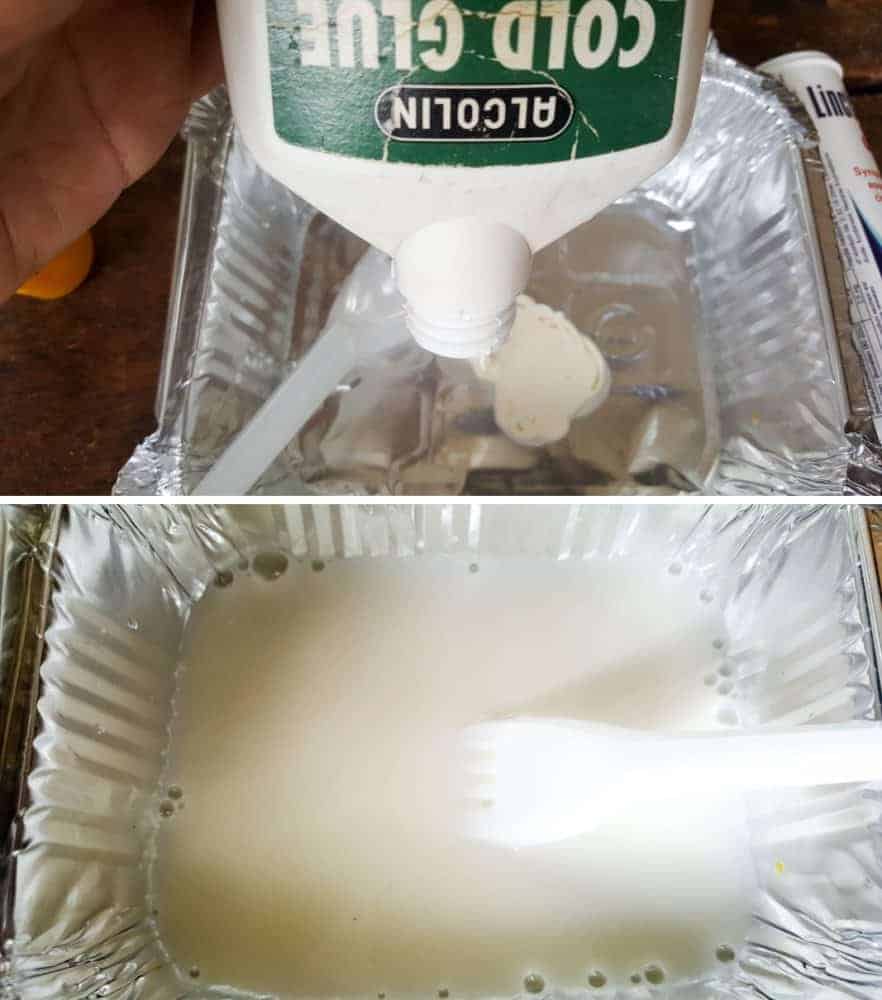 Mix glue and water together #FairyBowls #FairyDIYCrafts #ACraftyMix #FairyGardens #FairyCRafts #WhimsicalFairyCrafts #SimpleFairyCrafts