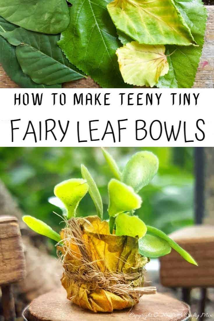 These whimsical fairy leaf bowls are so easy to make. They&rsquo;re perfect for adding that a fun d&eacute;cor element to a fairy garden or dolls house.  #FairyBowls #FairyDIYCrafts #ACraftyMix #FairyGardens #FairyCRafts #WhimsicalFairyCrafts #SimpleFairyCrafts