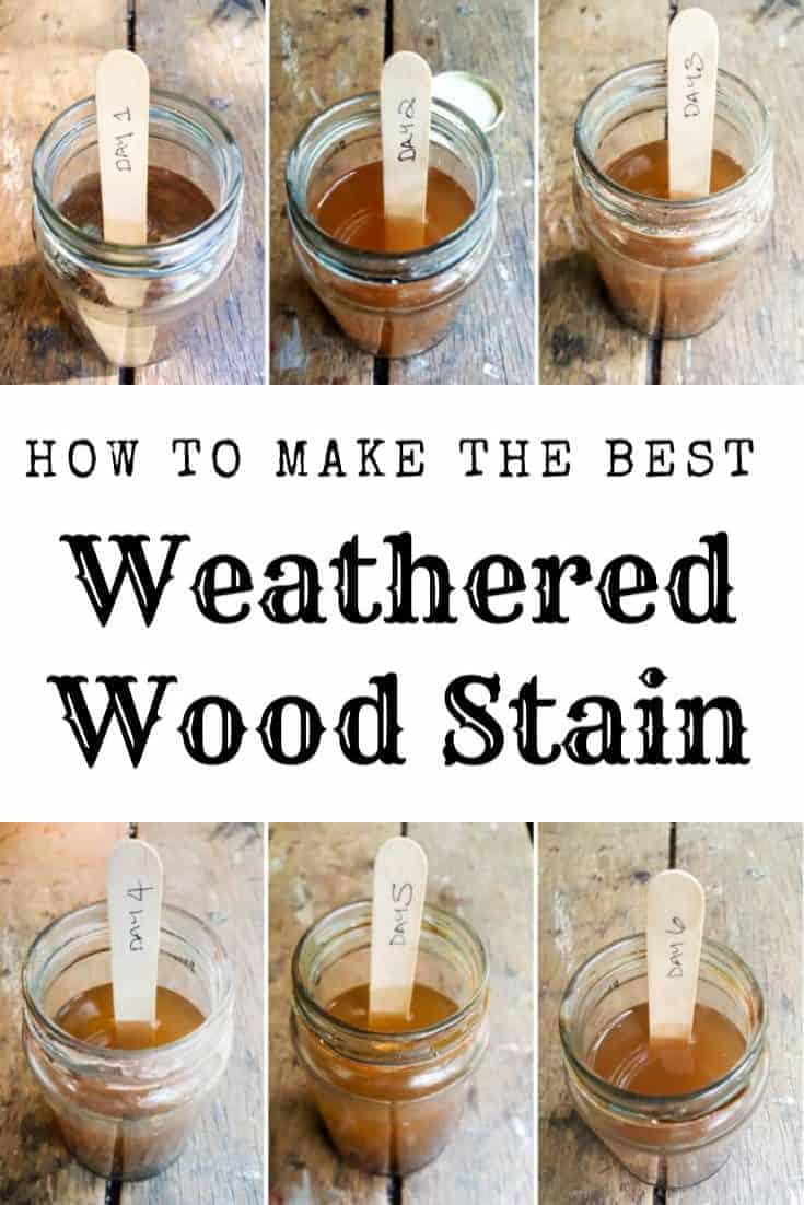 Looking for an all natural aging wood stain recipe that&rsquo;s budget friendly and easy to make? Then you have to try Rusty Nail Muti. It transforms new wood into old and weathered in minutes and by making a few small adjustments you can control the color and intensity too #Naturalwoodstain #DIYWoodStain #Agingwoodstain #acraftymix #rustynail  #woodstainrecipe 
