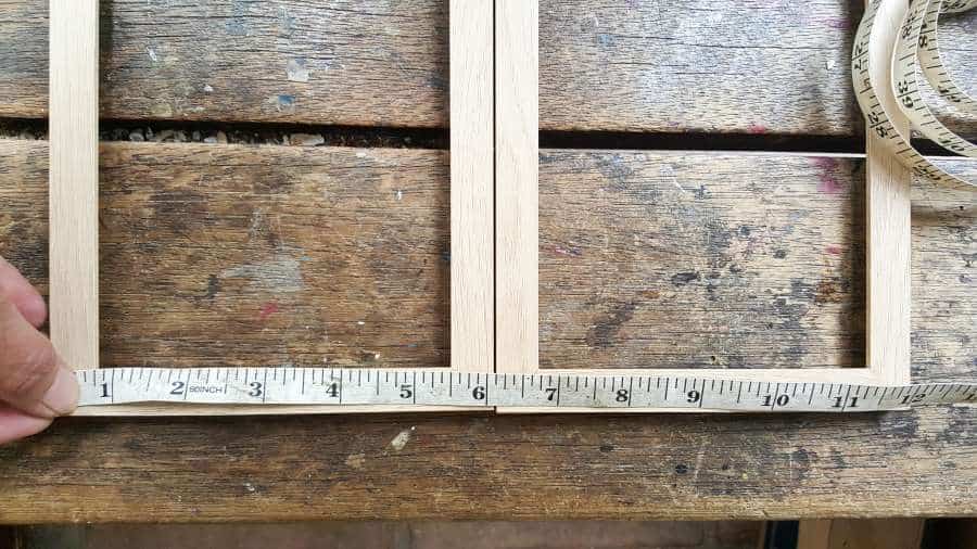 Measure the two cheap picture frames to figure out how big the opening in the planter should be #UnicornSpitTechniques #Windowplanter #UnicornSpitRustEffect #FauxRustEffect #ACraftyMix #PictureFrameRepupose #UnicornSpitIdeas #PictureFrameCrafts #SpillingPlanter