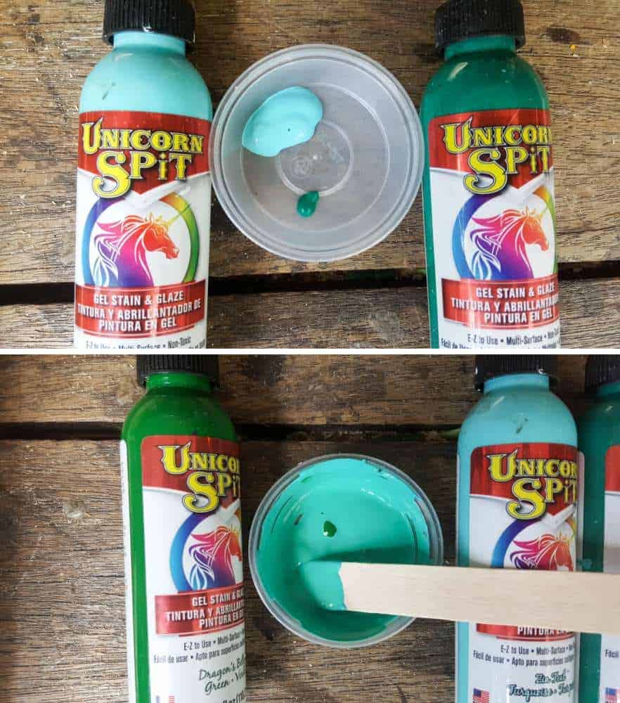 The Unicorn SPiT colors used to create the "Cracked up" blue paint effect on the planter #UnicornSpitTechniques #Windowplanter #UnicornSpitRustEffect #FauxRustEffect #ACraftyMix #PictureFrameRepupose #UnicornSpitIdeas #PictureFrameCrafts #SpillingPlanter