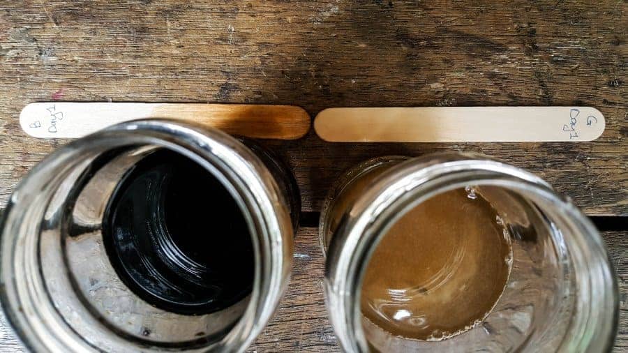 Testing the wood stain mixture on day 1 #Naturalwoodstain #DIYWoodStain #Agingwoodstain #acraftymix #rustynail #weatherwoodstain