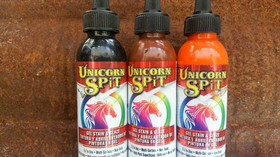 The Unicorn SPiT colors used to create the faux rust paint effect on the planter #UnicornSpitTechniques #Windowplanter #UnicornSpitRustEffect #FauxRustEffect #ACraftyMix #PictureFrameRepupose #UnicornSpitIdeas #PictureFrameCrafts #SpillingPlanter