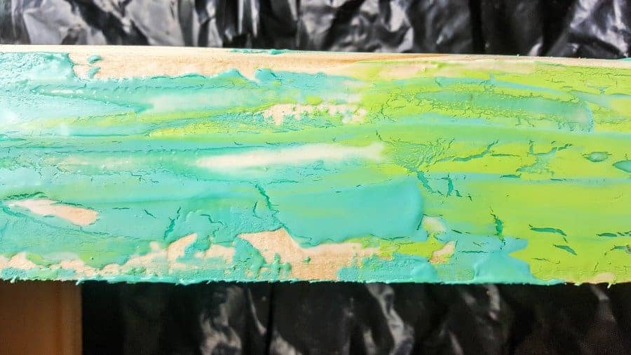 The first layer of cracks starting to form on the planter #UnicornSpitTechniques #Windowplanter #UnicornSpitRustEffect #FauxRustEffect #ACraftyMix #PictureFrameRepupose #UnicornSpitIdeas #PictureFrameCrafts #SpillingPlanter
