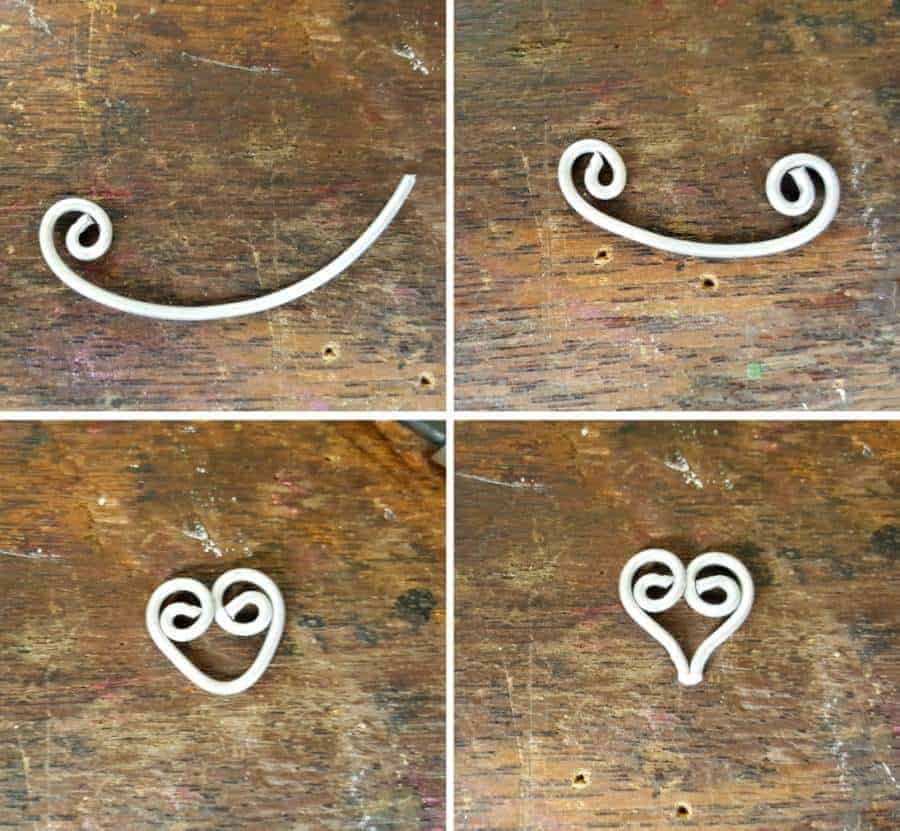How to bend the jewelry wire to make a heart #mixedmedia #mixedmediatutorial #DIYNightLight #ACraftyMix #fauxrust #Africa #HomeDecor #wireheart