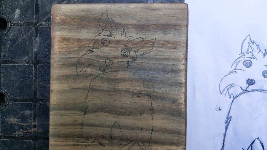 Dowload the free printable and trace the image on to your block of wood #DIYDogLeash #Leashholderideas #WoodLeashHolder #ACraftyMix #FreePrintable #ScottishTerrier #PetLeashHolder #DIYLeashHolder