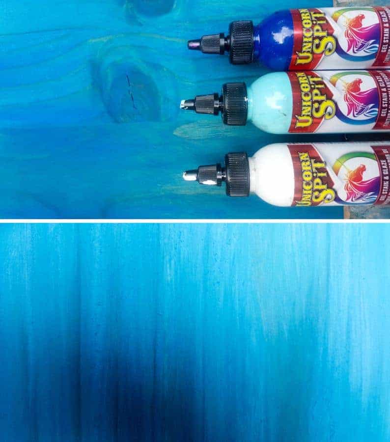 Paint the background in shades of blue. #mixedmedia #mixedmediatutorial #DIYNightLight #ACraftyMix #fauxrust #Africa #HomeDecor #UnicornSpiT
