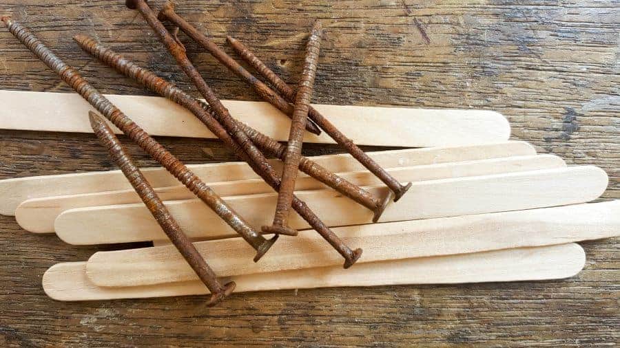 What you need to make a rustic fairy potting bench #FairyPottingBench #FairyDIYCrafts #ACraftyMix #FairyGardens #FairyCrafts #WhimsicalFairyCrafts #SimpleFairyCrafts #MiniaturePottingBench