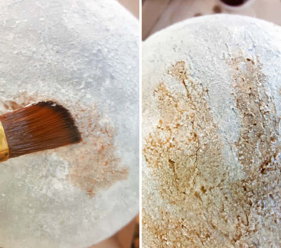 Drizzle the burnt umber oil paint #EasterEgg #GiantEgg #DIYConcreteEgg #ACraftyMix #FauxConcreteEgg #EasterCrafts #EasterEggCrafts