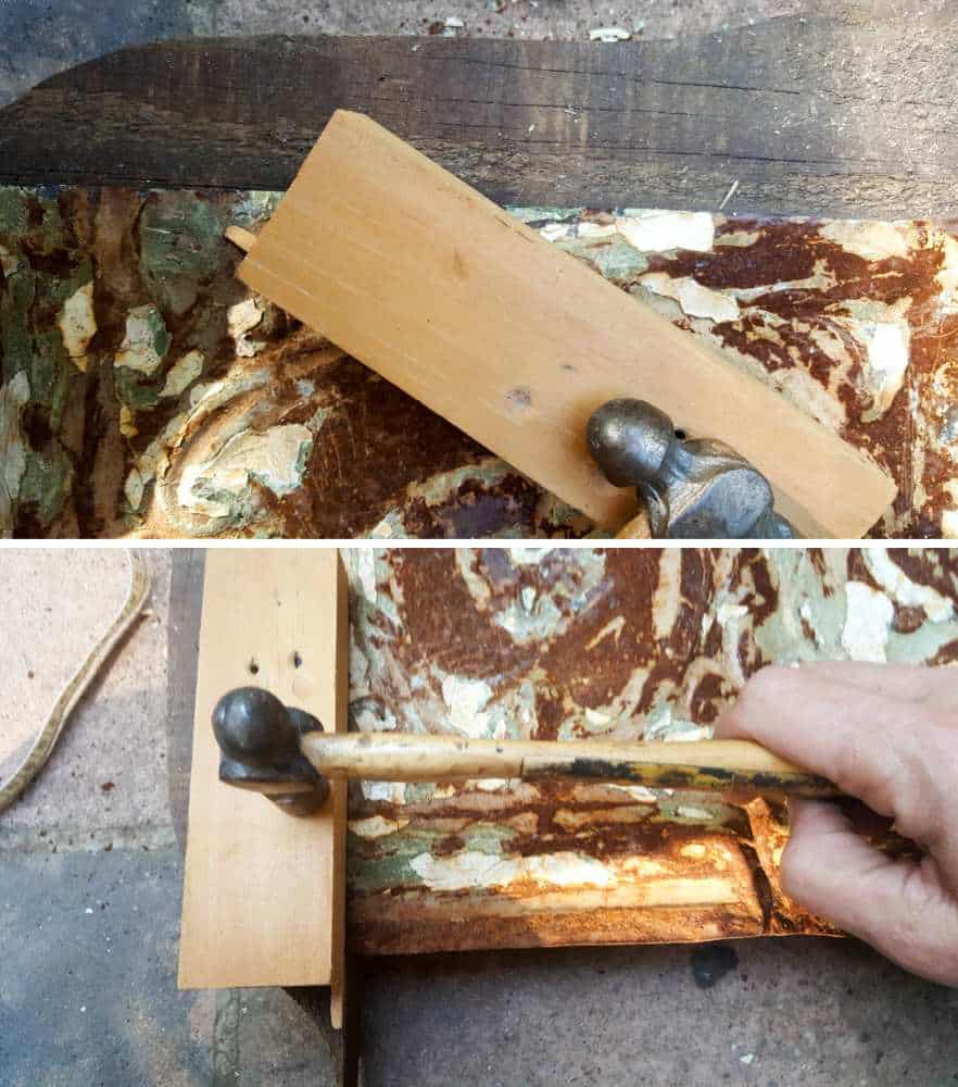 Flattening and cleaning the rusty tin ceiling tiles and flattening them to fit in the frame #farmhousedecor #rusticdecor #acraftymix #farmstyledecor #springproject #diyhomedecor #ceilingtilerepurpose