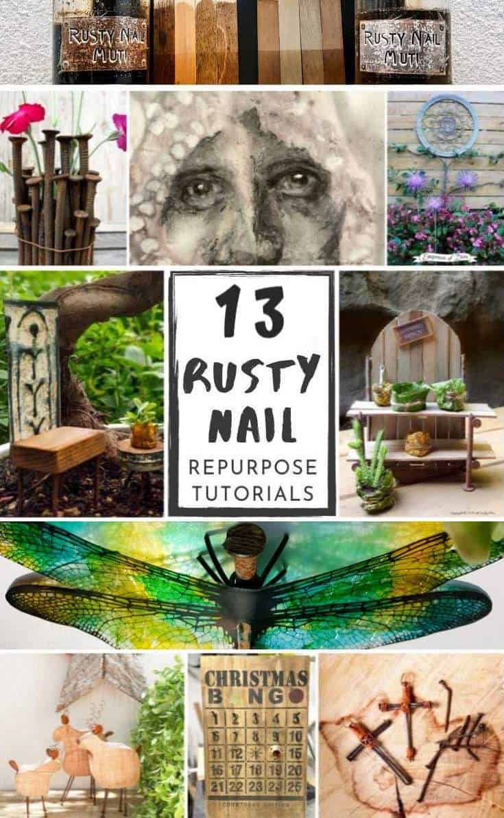 We searched high and low to find the most amazing rusty nail repurpose ideas and tutorials for you. So don&rsquo;t throw them away until you&rsquo;ve seen all the crazy creative things you can do with them. #rustynail #repurpose #recycle #DIYtutorial #acraftymix #repurposetutorials #rustynailideas #rustynailcrafts #repurposednails