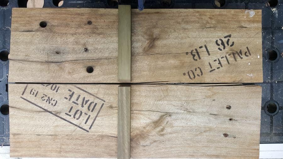 Measure the halfway mark and attach the 2 x 2. This will act as the supports for the second tier #DIYBirdFeeder #RecycledBirdFeeder #RusticBirdFeeder #aCraftyMix #Woodenbirdfeeder #PalletBirdFeeder #UniqueBirdFeeder