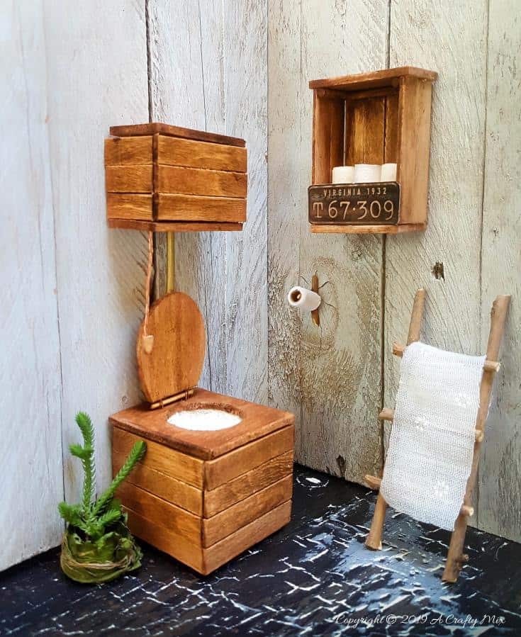 This easy tutorial will show you how to make a Miniature Victorian Toilet for your doll's house or fairy outhouse #dollshouseminiaturetutorial #ACraftyMix #miniaturetutorials #VictorianToilet #DIYMiniatureToilet #DIYMiniToilet