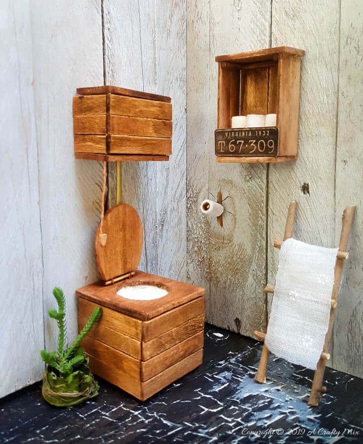 This easy tutorial will show you how to make a Miniature Victorian Toilet for your doll's house or fairy outhouse #dollshouseminiaturetutorial #ACraftyMix #miniaturetutorials #VictorianToilet #DIYMiniatureToilet #DIYMiniToilet