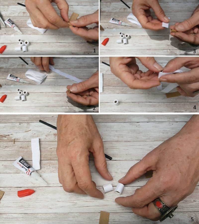 The video tutorial will show you how to make tiny toilet paper and includes step-by-step instructions to make a cute toilet paper crate too #miniaturetoiletpaper #acraftymix