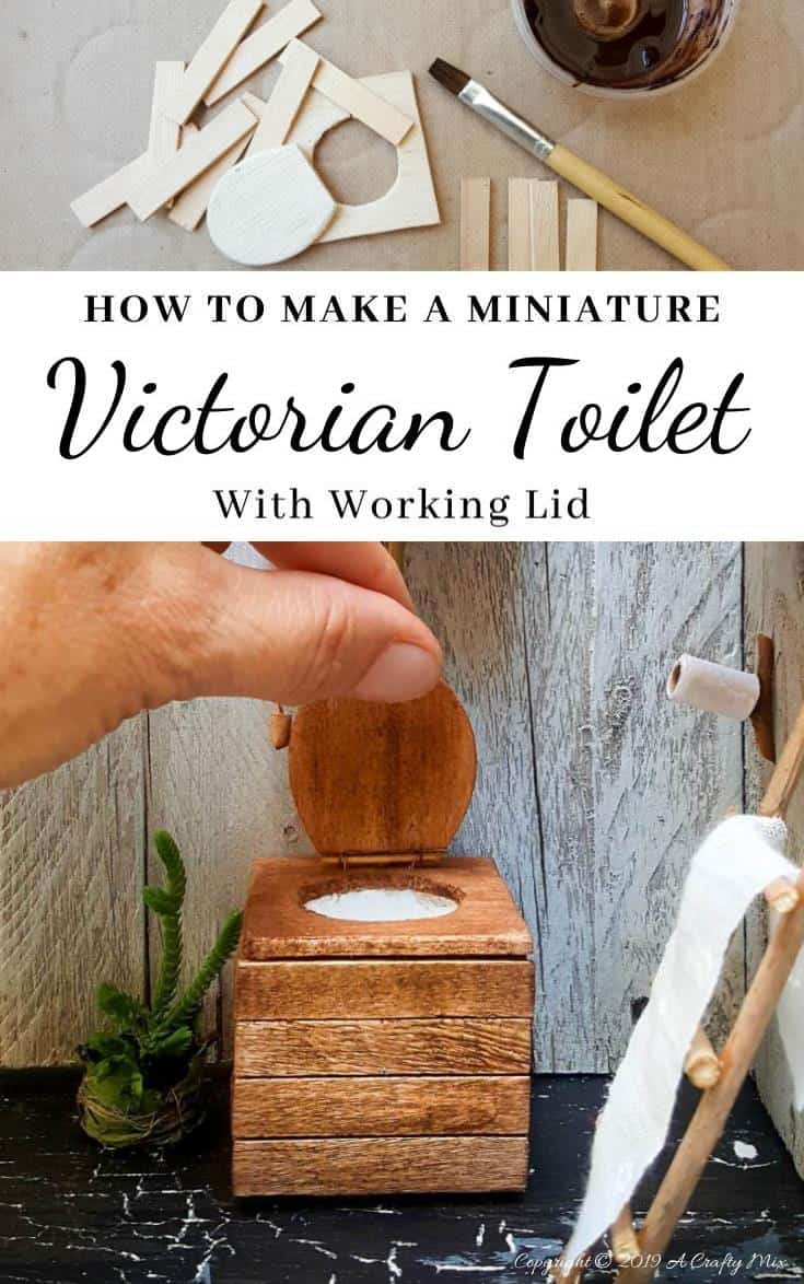 This easy tutorial will show you how to make a Miniature Victorian Toilet for your doll's house or fairy outhouse #dollshouseminiaturetutorial #ACraftyMix #miniaturetutorials #VictorianToilet #DIYMiniatureToilet #DIYMiniToilet