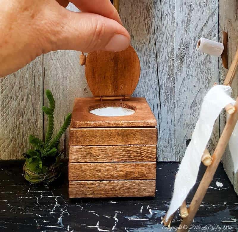This easy tutorial will show you how to make a Miniature Victorian Toilet for your doll's house or fairy outhouse #dollshouseminiaturetutorial #ACraftyMix #miniaturetutorials #VictorianToilet #DIYMiniatureToilet #DIYMiniToilet