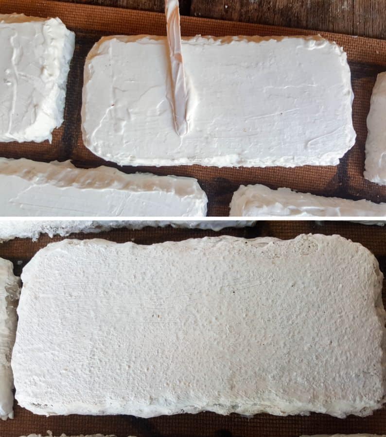 Smear the faux bricks with texture paste to seal the polystyrene and create some more brick-ish details