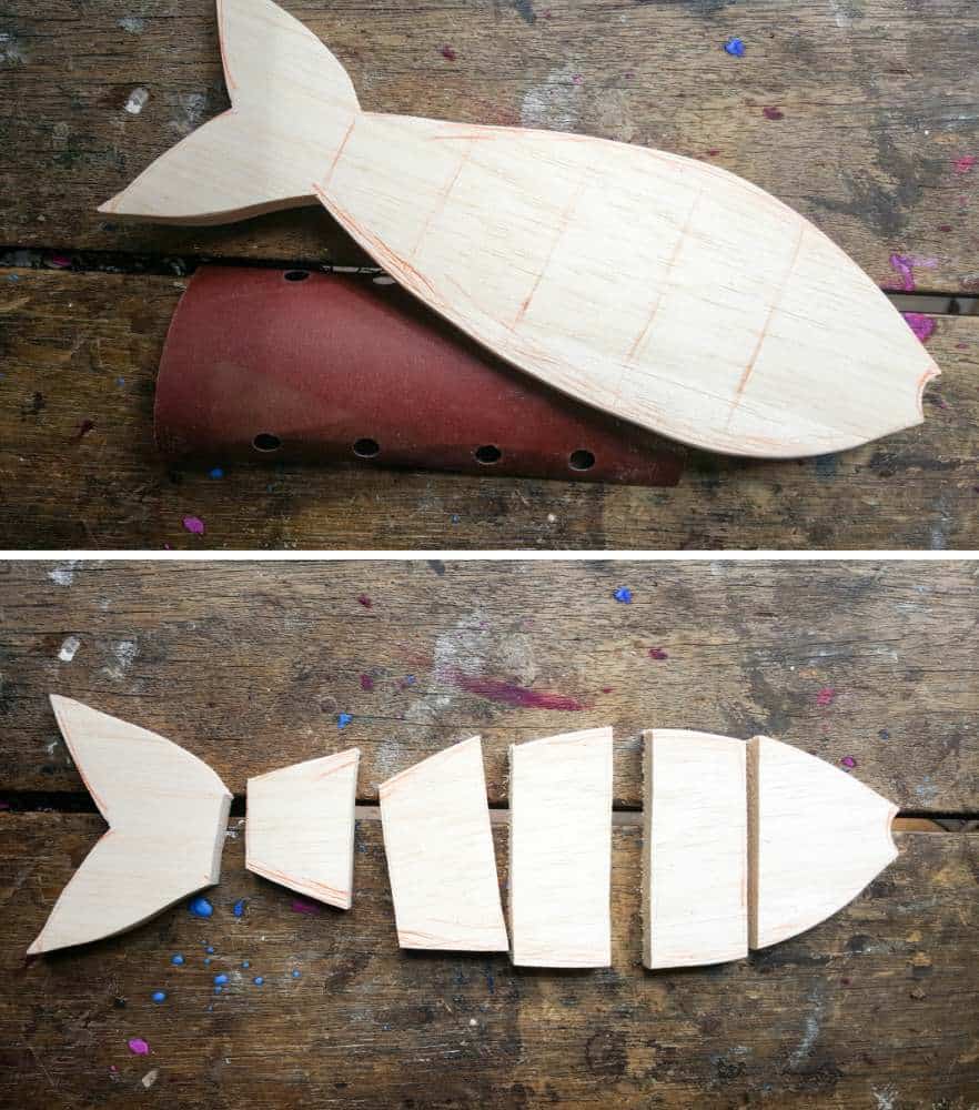 Cut the fish shape into sections