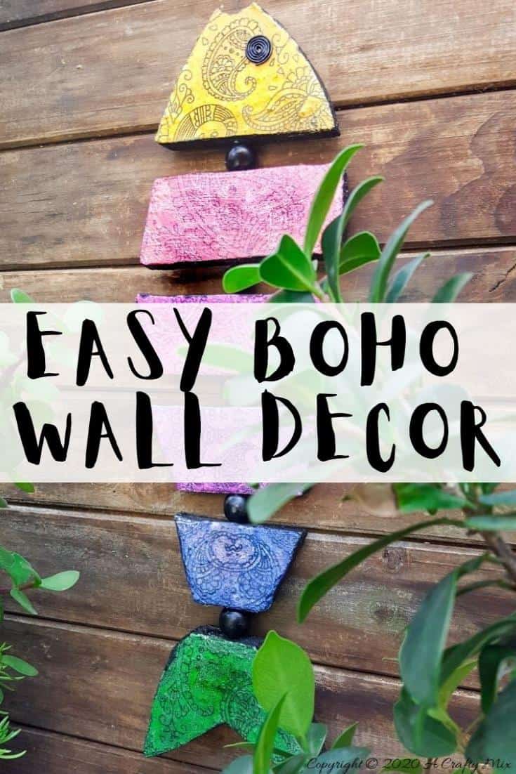 Quirky boho decor is so easy and inexpensive to make, especially when it comes to this colorful boho fish wall art. The perfect Bohemian wall decor for just a few bucks. #Bohodecor #Bohohome #gallerywallideas #Unicornspitideas #BeachDecor #bohodecor #ACraftymix #EasyCreativeCrafts #kidscraft