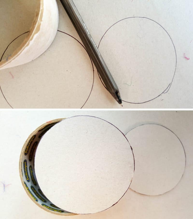 Trace around the outer edge of the duct tape roll and cut out two circles