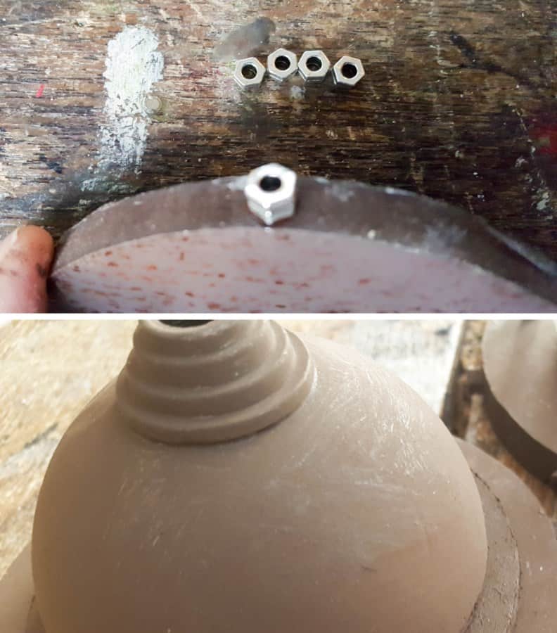 Glue on baubles and nuts if you want to add extra interest to your hourglass casing