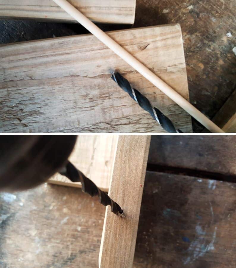 Drill a hole on the mark made by the nail