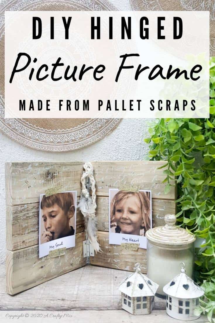 If you&rsquo;re looking for a fun way to display some of your special snaps, you&rsquo;re going to love this hinged picture frame made from scrap wood. Both the outside and inside can be customized to suit your d&eacute;cor style and it&rsquo;s super easy to change the photos or pics around without having to remove the glass and backing first. They make lovely gifts too. #HingedPictureFrame #DIYPictureFrame #TableTopFrame #ACraftyMix #DIYHomeDecor #EasyDIYFrame