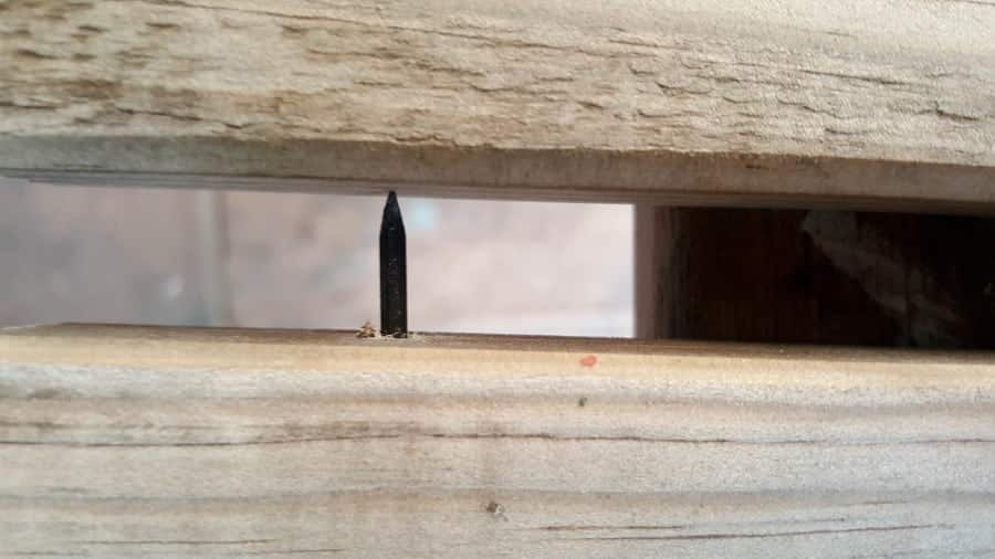 Line the pieces of wood up and push together firmly
