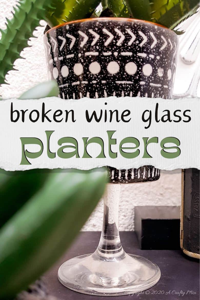 Turn trash into treasure and add a touch of class and whimsy to your d&eacute;cor with these gorgeous DIY broken wine glass stem planters. Easy to follow tutorial with step-by-step instructions