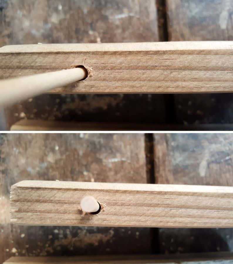Insert the skewers into the holes and trim to size