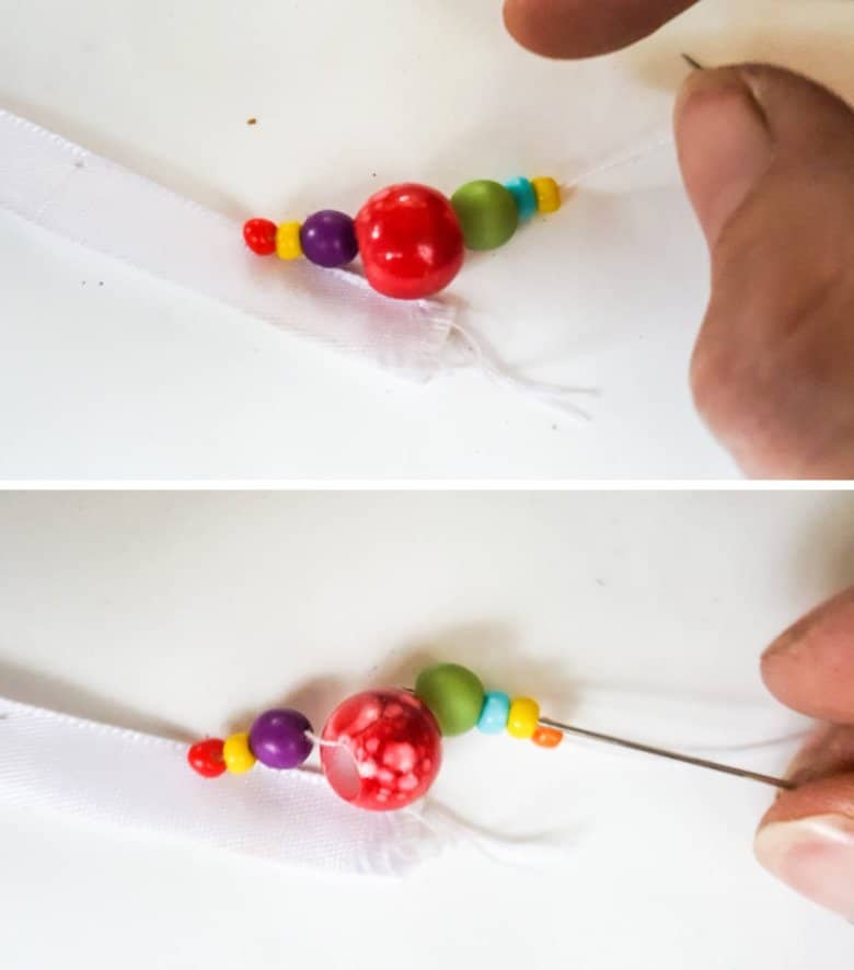 Add as many beads as you like, alternating colors and sizes