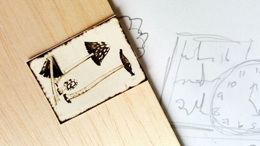 To make a miniature poster, resize images and glue on to a thin piece of wood or cardboard